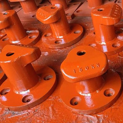 150KN T Head Cast Iron Cast Bollard Mooring Bollard Painted Bitumen Mooring Protection