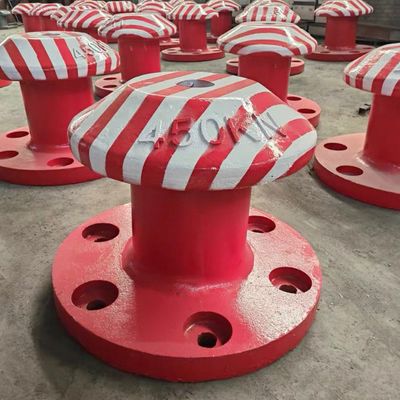 Cast Iron 450KN Pillar Dock Bollards Cross Bitt Bollard Polished Mooring Protection