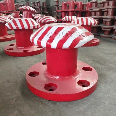 Pillar Type Cast Iron Single Bitt Bollard Port Polished Ship Docking 450KN