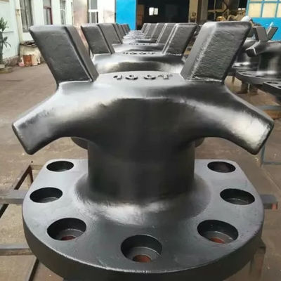 Ductile Iron 100T Horn Type Cross Bitt Bollard Galvanized Ship Docking
