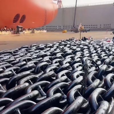 87mm Stud Link Anchor Chains Spray Paint High Strength Alloy Steel Ship
