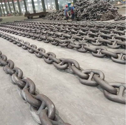 130mm Anchor Chains Grade 3 High Strength Alloy Steel Spray Paint Stud Link