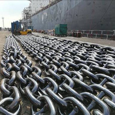 84mm High - Strength Alloy Steel Spray Paint Stud Link Anchor Chain Vessel Positioning