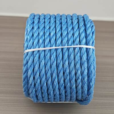3 Strand Twisted Blue Color 10mmx200m PP Monofilament Danline Polysteel Rope With High Breaking Strength for Marine Boat