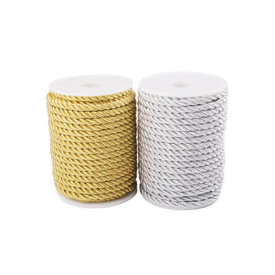 3-Strand Polyester Twist Rope Black Gold White 5mm 6mm Marine Ropes in Packaging High Strength Feature