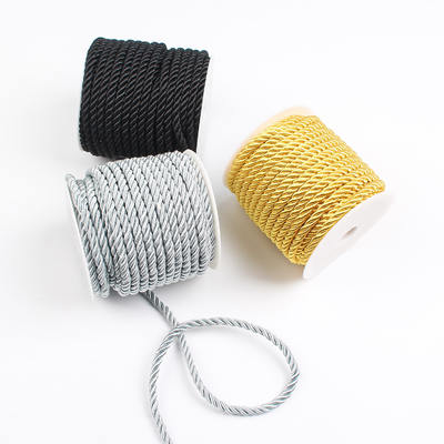 3-Strand Polyester Twist Rope Black Gold White 5mm 6mm Marine Ropes in Packaging High Strength Feature