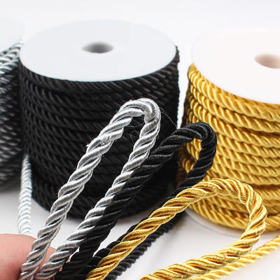 3-Strand Polyester Twist Rope Black Gold White 5mm 6mm Marine Ropes in Packaging High Strength Feature