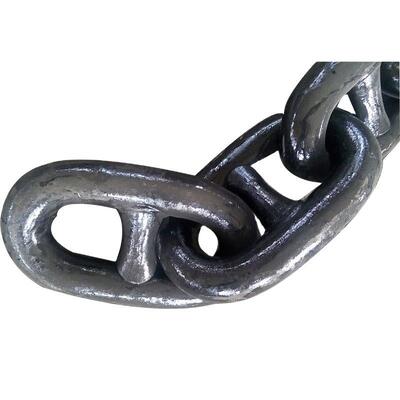 Black Coated Stud or Studless Marine Anchor Chain Ring Steel Forging Mooring Chain