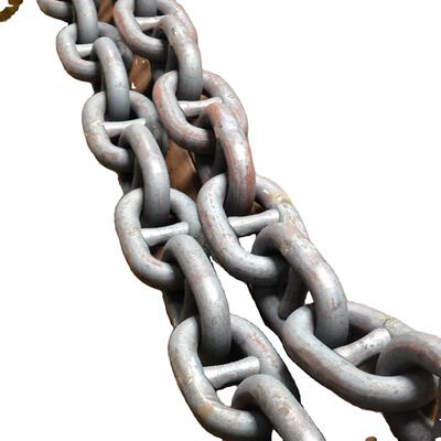 Black Coated Stud or Studless Marine Anchor Chain Ring Steel Forging Mooring Chain