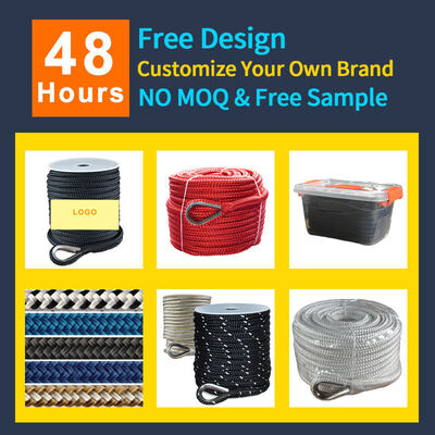 High-Tenacity Nylon/Polyester Braided Reflective Mooring Rope - 6-25mm 10-100m Marine Anchor Line for Boats Yachts