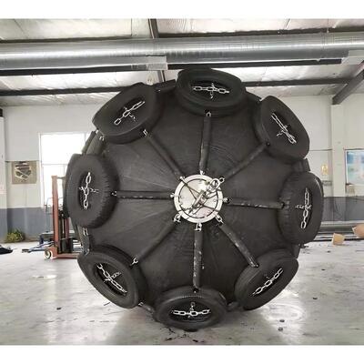 Yokohama Black Natural Rubber 1m*2m Pneumatic Marine Fender | Chain Net Type, High Elasticity, 5-10 Year Service Life for Boats