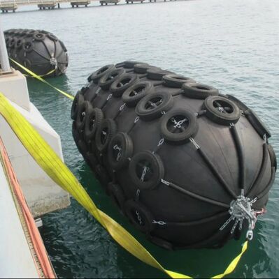 Yokohama Black Natural Rubber 1.2m*2m Pneumatic Marine Fender | Chain Net Type, for Ship Protection Type Inflatable Rubber Marine Supplies